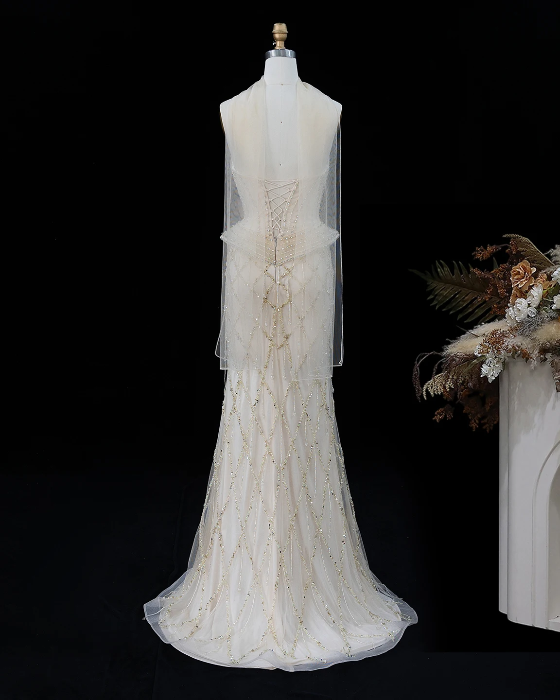 Sharon Said Abendkleid Luxuriöses Meerjungfrauenkleid mit Herzausschnitt, Tüll, Kristallkorsett, Dubai, formelle Party, Hochzeitsgast, Kleider SS118, Maßanfertigung – Detail 16