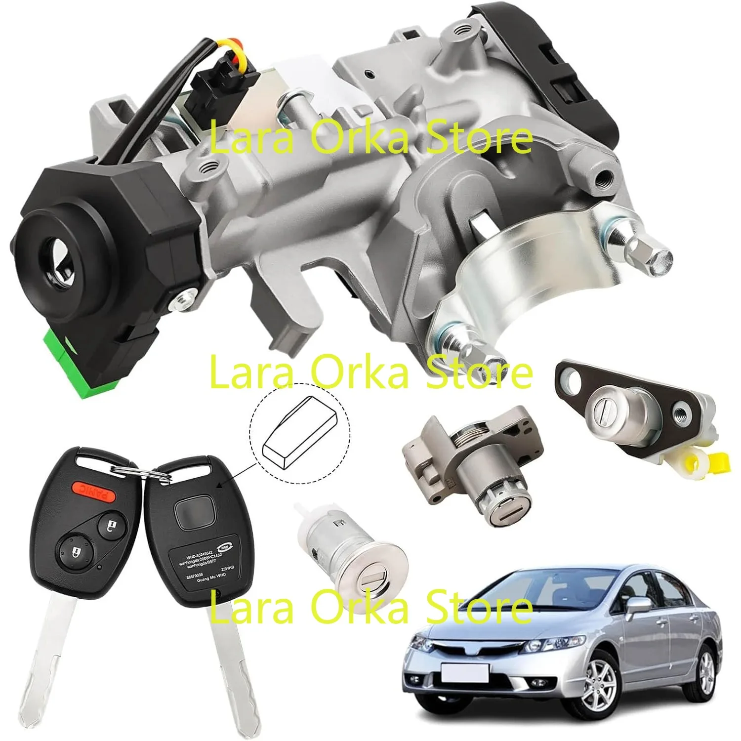 

06350-SAA-G30 Ignition Switch Lock Cylinder with Key (with Blank Chip) Compatible with 2009 2010 2011 Honda Civic #35100-SDA-A71