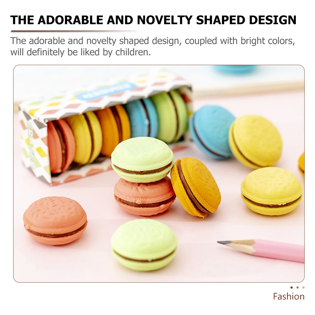 4 Boxes Macaron Color Mini Erasers Cute Cartoon Kids Erasers Bulk Classroom School Student Gifts Cute Eraser Student Prizes