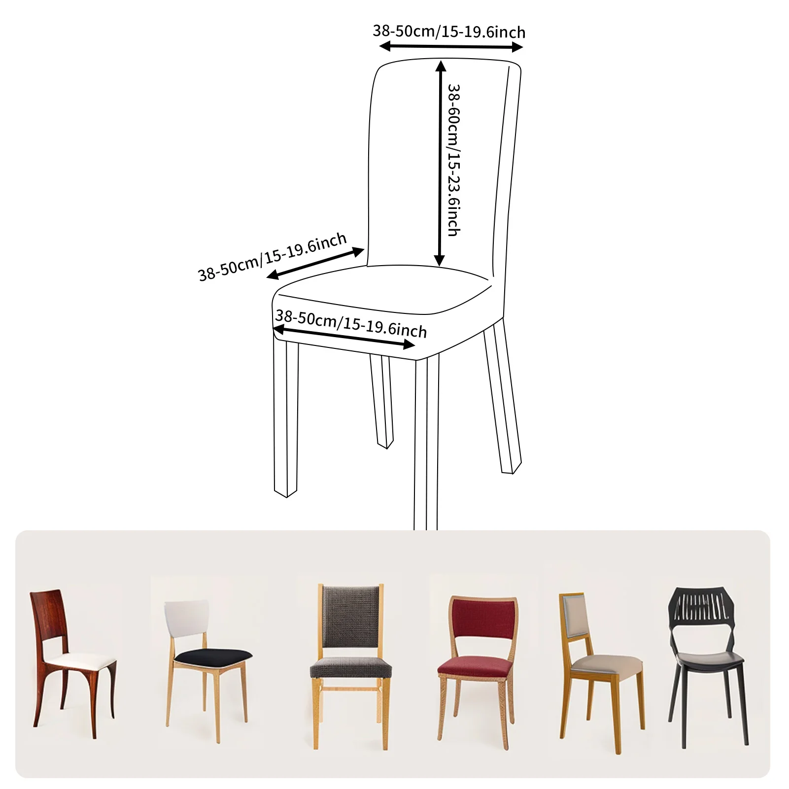 4-teiliges Set mit hohem Stretch-Esszimmerstuhlbezug, elastischer Schonbezug, abnehmbarer, rutschfester Sitzschutz für Wohnzimmer, Zuhause, Küche, Hochzeit – Detail 8