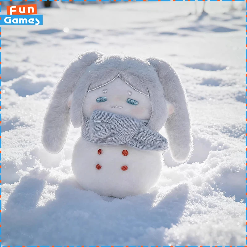 

Cute White Snowman Style Plush Doll Card Soft Fluffy Stuffed Toy Perfect Gift For Anime Fans Bedroom And Desk Ornament Collect