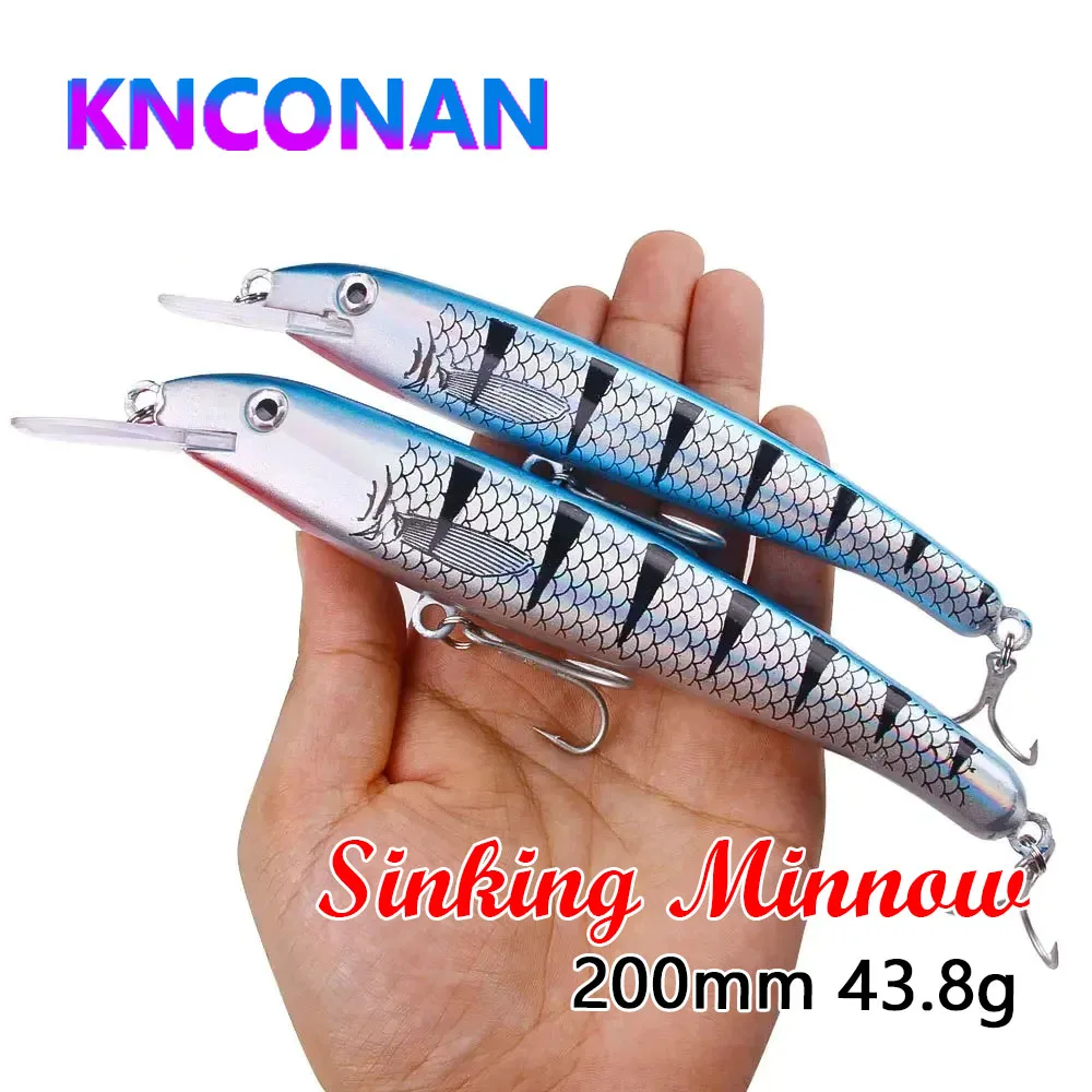 

20cm 43.8g 16cm 28.8g Heavy Sinking Minnow Lures Long Casting Artificial Hard Baits Seabass Trout Swimbait Pesca Wobbler Fishing