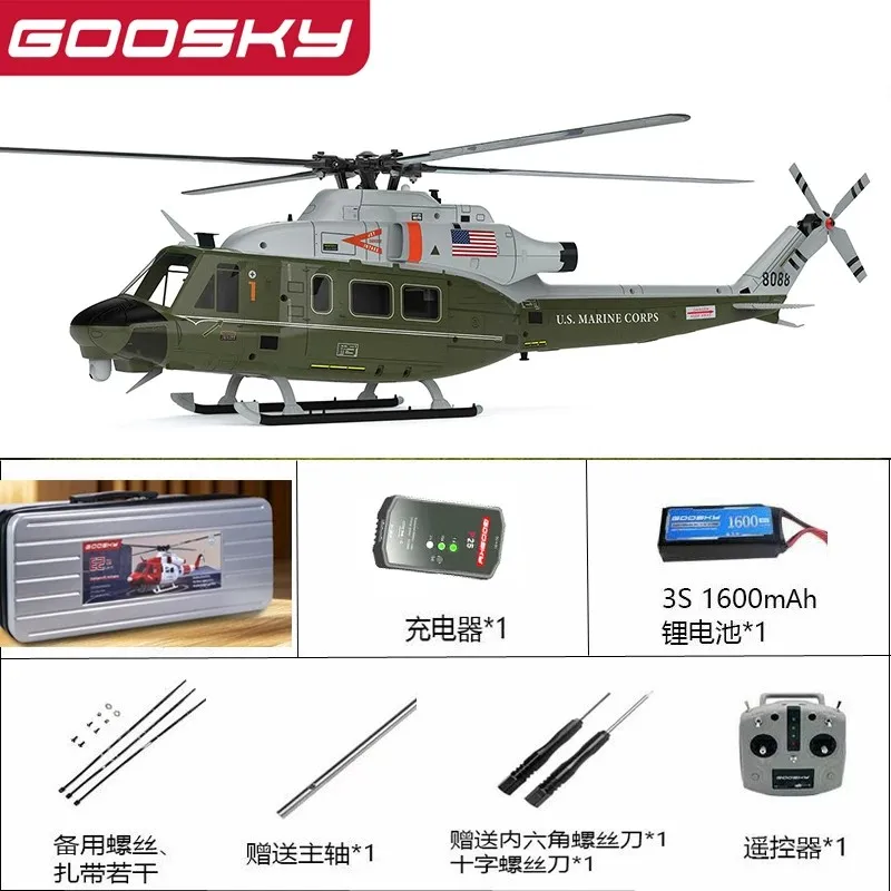 new  Goosky Rc Helicopter E2 Gps Uh 1Y 1 35 Scale Huey Simulation Dual Brushless Direct Drive Remote Control Model For Adults