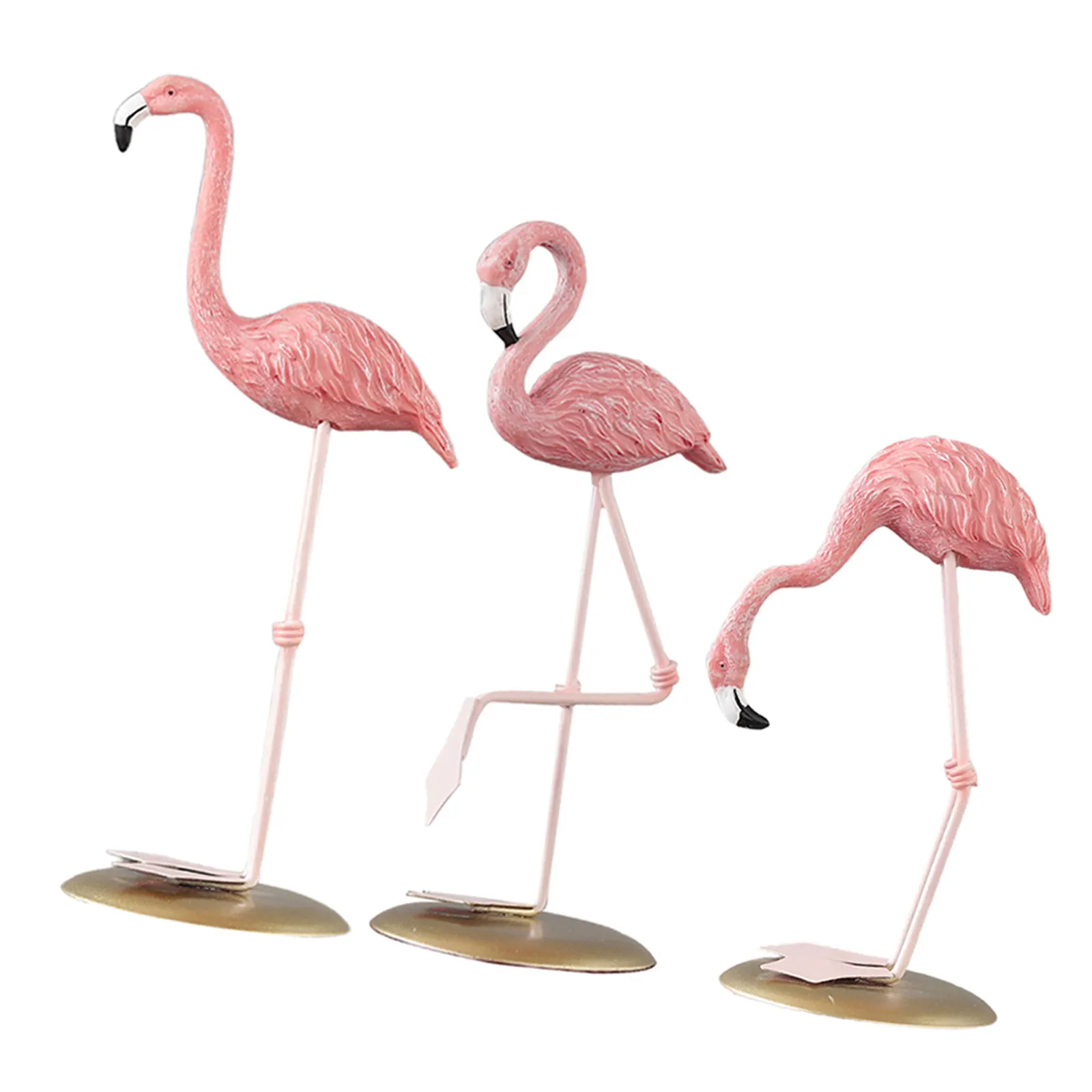 Resin Flamingo Decor 3 Piece Cartoon Statues for Indoor Outdoor Desk Shelf Garden Yard Party Wedding