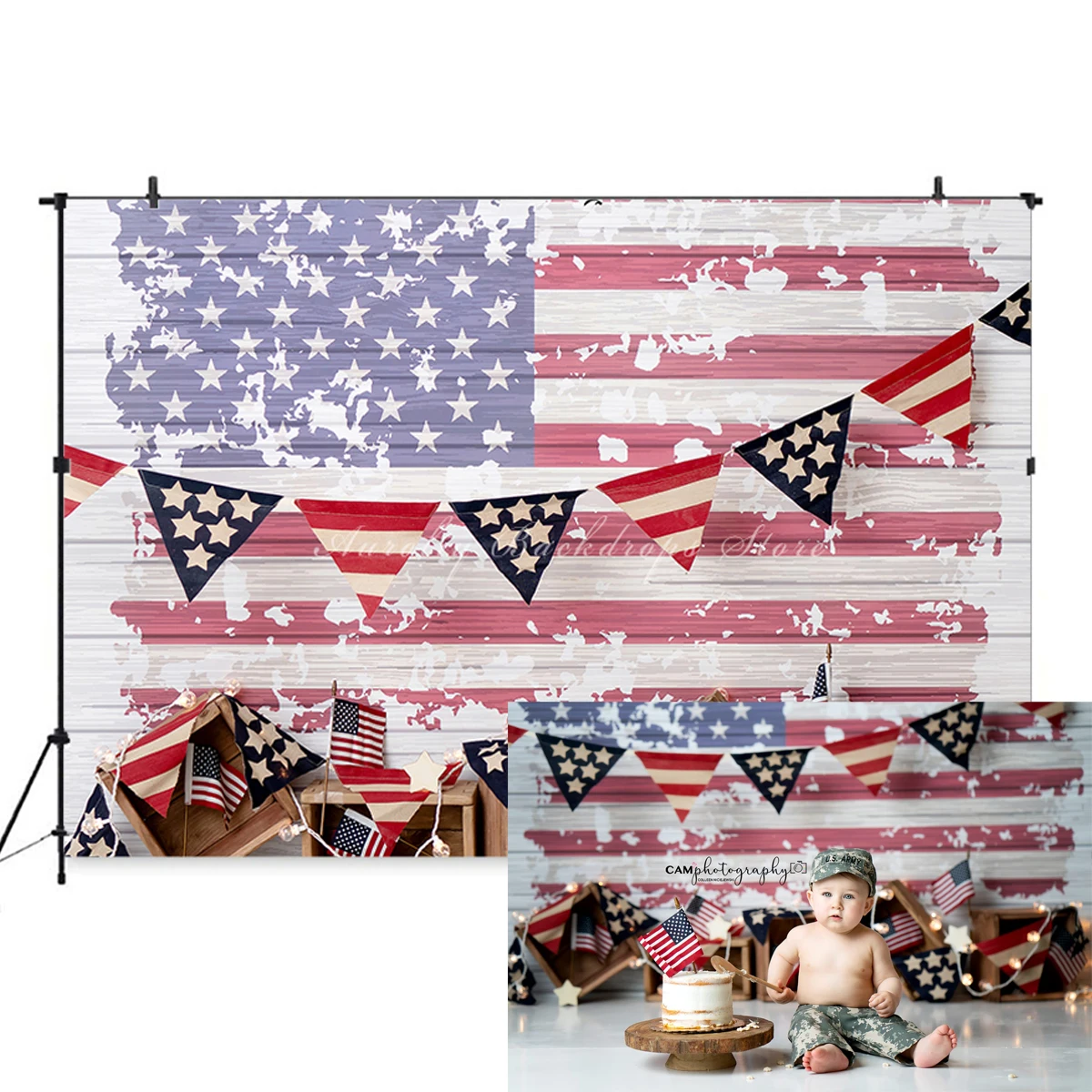 

Independence Day Backdrop Kids Child Portrait Photography Baby Adult Photocall Decors Star Spangled Banner Backdrops