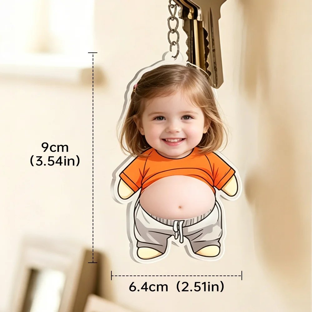 Custom, Personalized, Custom Photo Keychain, Chubby Cartoon Key Ring, Custom Face Picture, Squeeze Stress Relief,