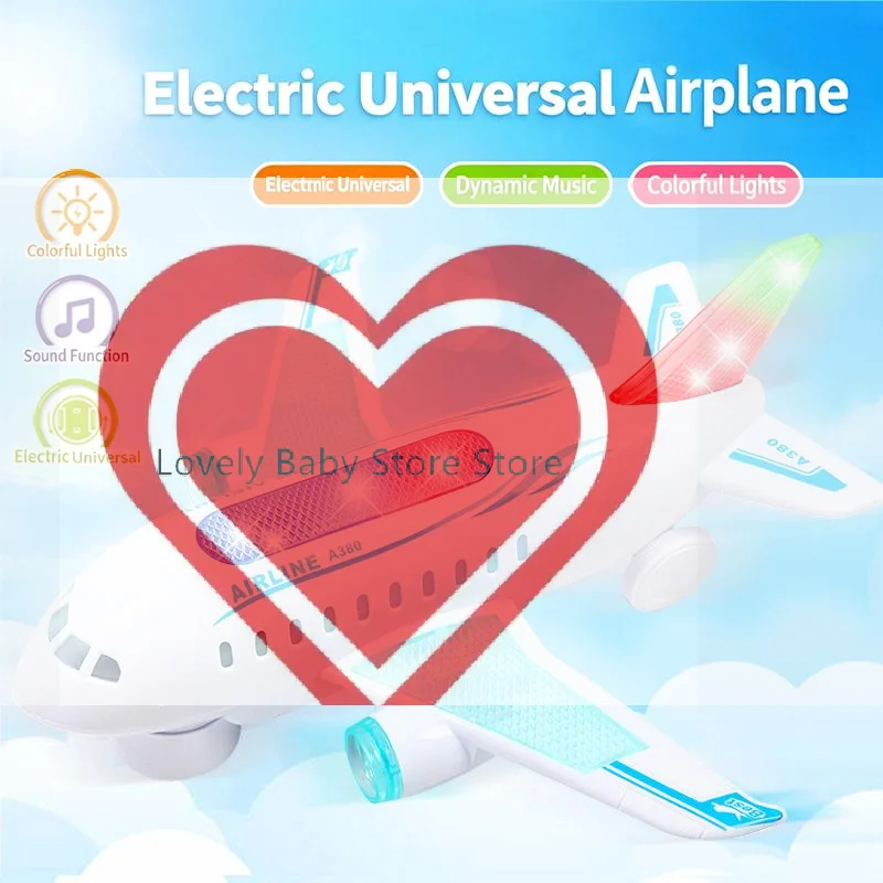 

【BS】Electric Airplane Toy With LED Light And Sound Automatic Moving Airplane Model Toy Airplane Model For Birthday Kids