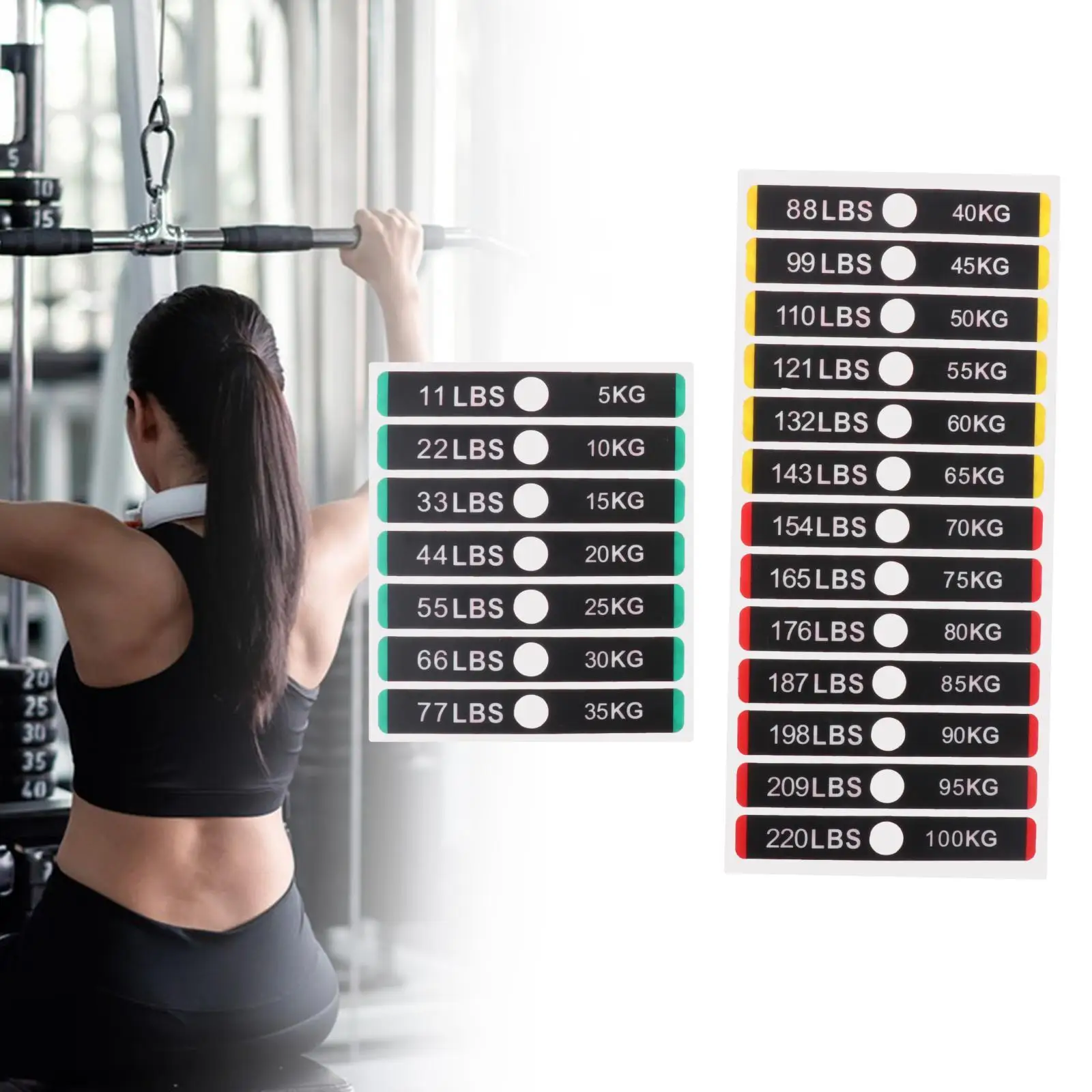 Weight Stack Labels 11lbs to 220Ibs Weighted Block Label Sticker Universal Self Adhesive Weight Stickers Gym Machine Accessories