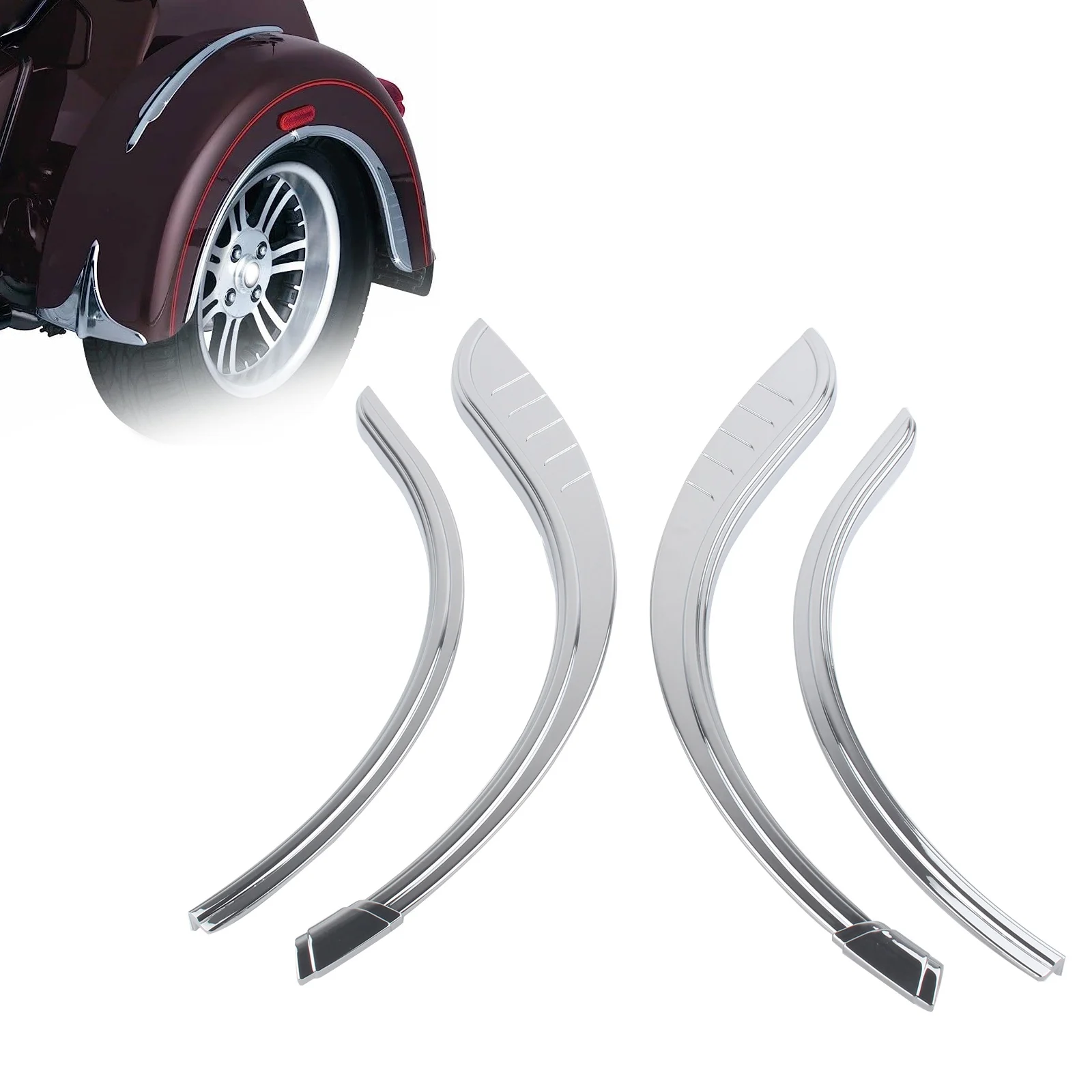 Rear Fender Flares Skirts Trim Accent Black For Harley FLHTCUTG Tri Glide Ultra Classic 2009-2022