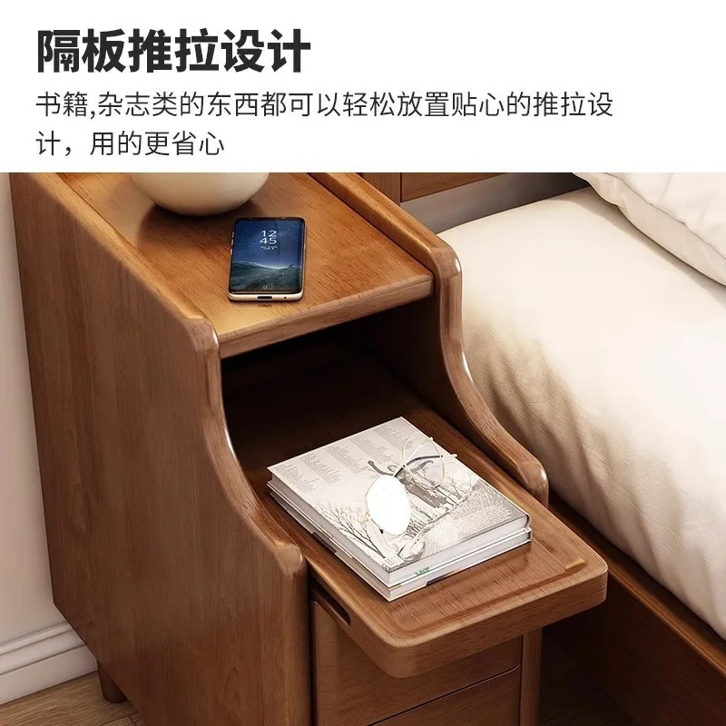 원목 침대 옆 테이블 미니 소형 침실 매우 좁은 침대 옆 테이블 초소형 틈새 수납장 심플 모던