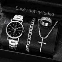 4PCS/Set Fashion Men Business Watches Casual Quartz Wristwatch Jewelry Set for Man Clock Reloj Hombre（Without Box）