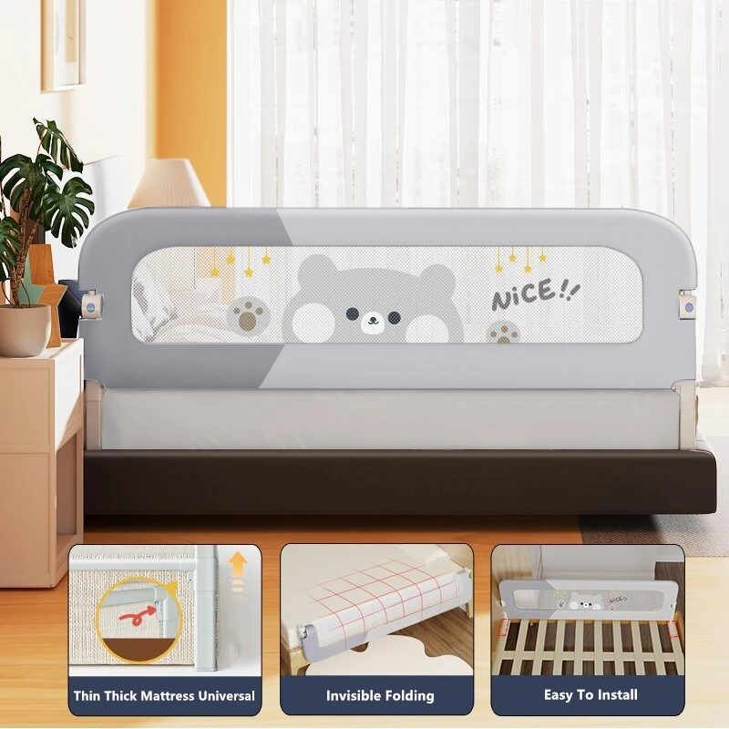 Collapsible Baby Bed Rail Guardrail Safety Bedding Crib Barrier Railings for Children Sleeping Protective Barrier Rail Anti-Fall