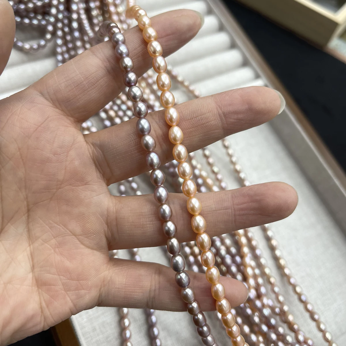 

AAAA 4–5mm High-Quality Rice-Shaped Natural Freshwater Colored Pearls Loose Beads for Jewelry Making DIY Necklaces Bracelets