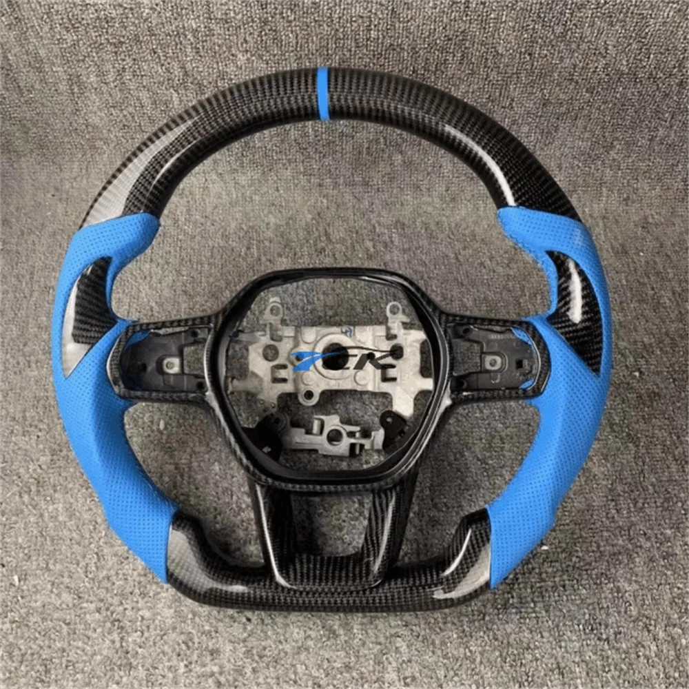 

Customized Carbon Fiber blue leather Steering Wheel For Honda civic 2021 2022 2023 2024