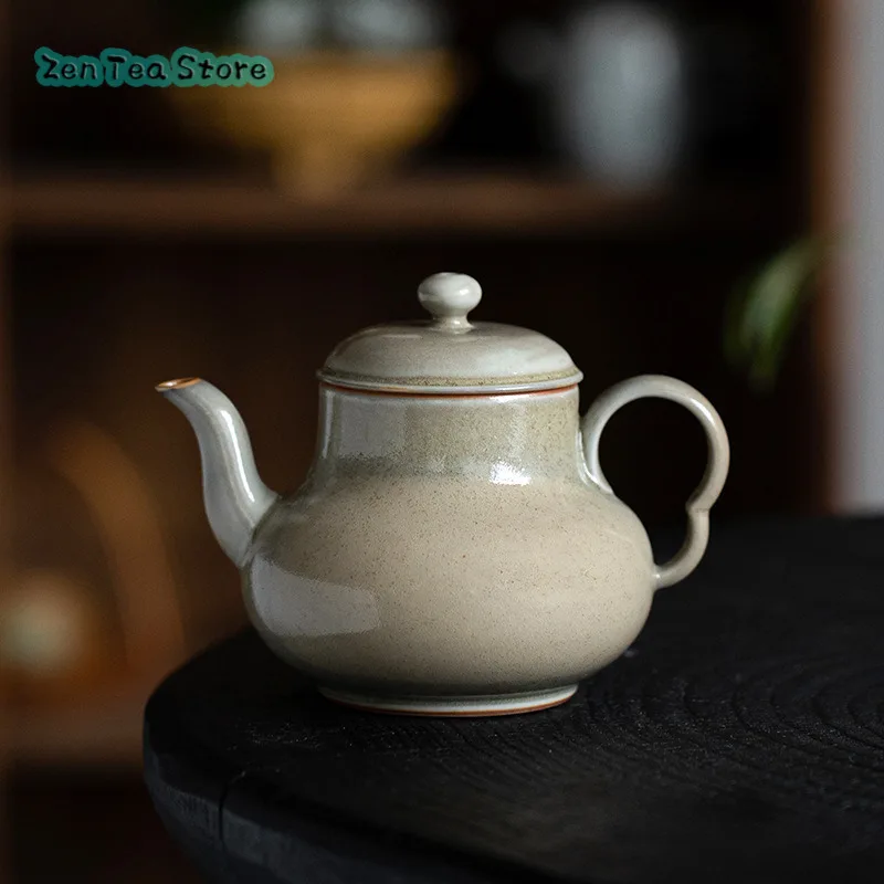 

Grey Glaze Teapot Retro Single Pot Small Teapot Home Ceramic Small Teapot Kung Fu Tea Set Spot New Chinese