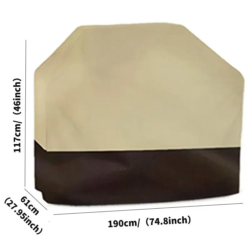 420D Oxford Cloth Outdoor BBQ Cover Waterproof Oven Cover Anti-Dust Beige Grill Cover Gas Charcoal Electric Protective Cover