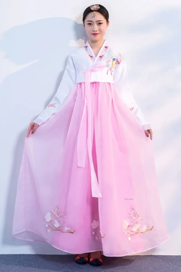 

Женское танцевальное платье Hanfu, этнический корейский костюм, студенческий сценический наряд для взрослых, ханбок в корейском стиле