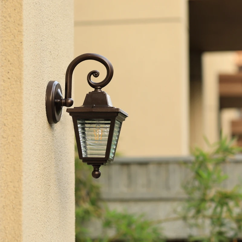 Retro lampa zewnętrzna wodoodporna ściana nowoczesna willa ścieżka ogrodowa brama lampy proste oświetlenie domu E27 korytarz balkon