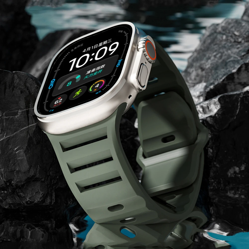 Sport-Silikonarmband für Apple Watch Ultra 4, 49-mm-Smartwatch-Armband, Armband für iWatch Series 12, 8, 7, 6, SE, 45-mm-, 44-mm- und 42-mm-Armbänder.