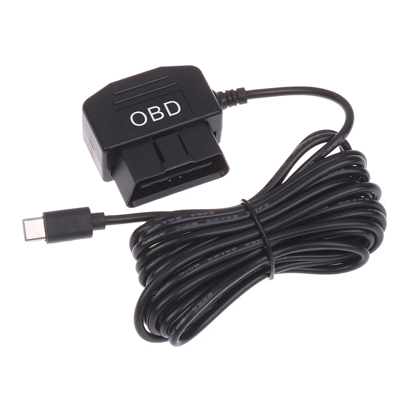 New OBD To Type C Charger Power Cable For Dash Camera Car DVR 24h Parking Car Accessories Battery Protection