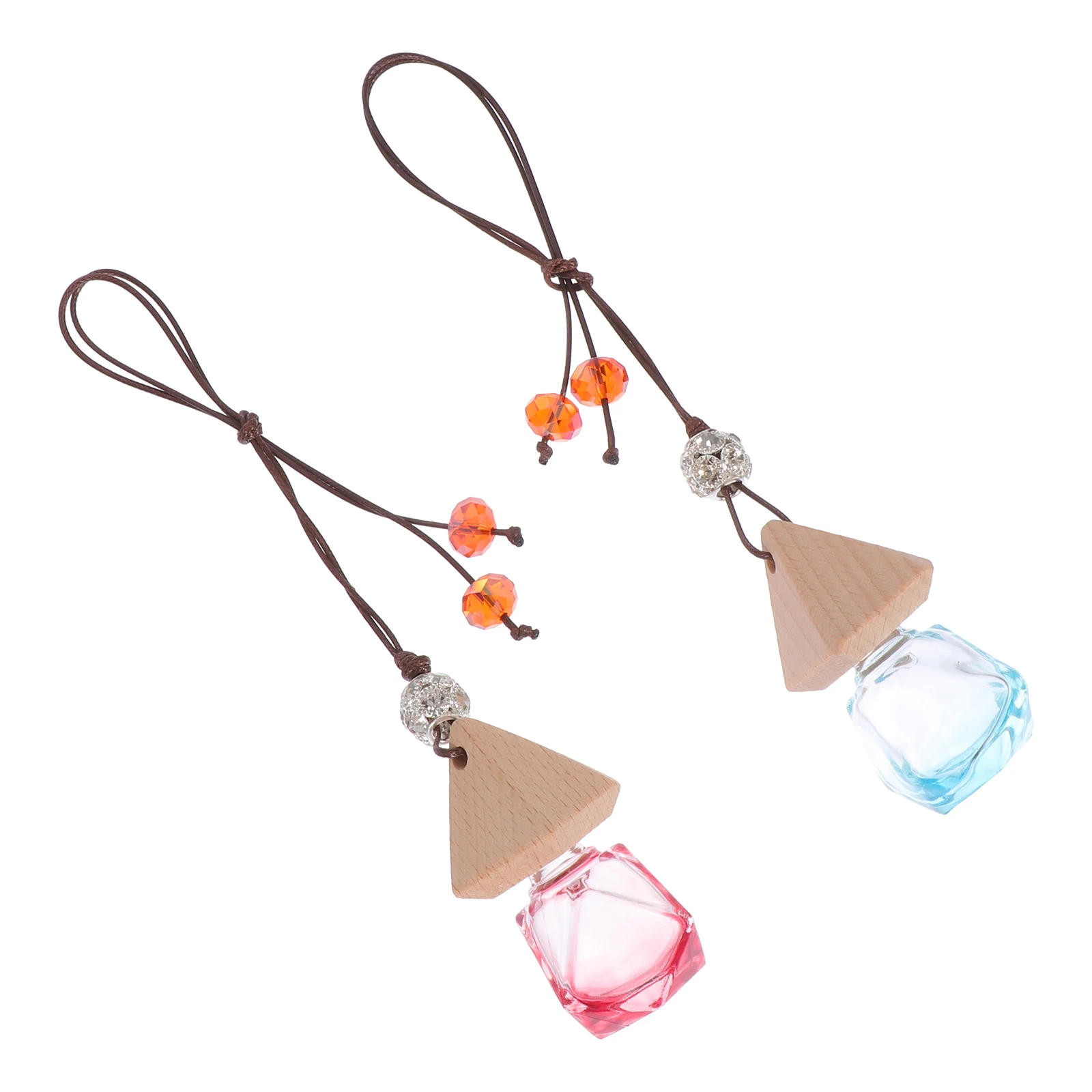 

2 Pcs Car Aromatherapy Bottle Perfume Interior Decor Glass Diffuse Empty Pendant Office Fragrance