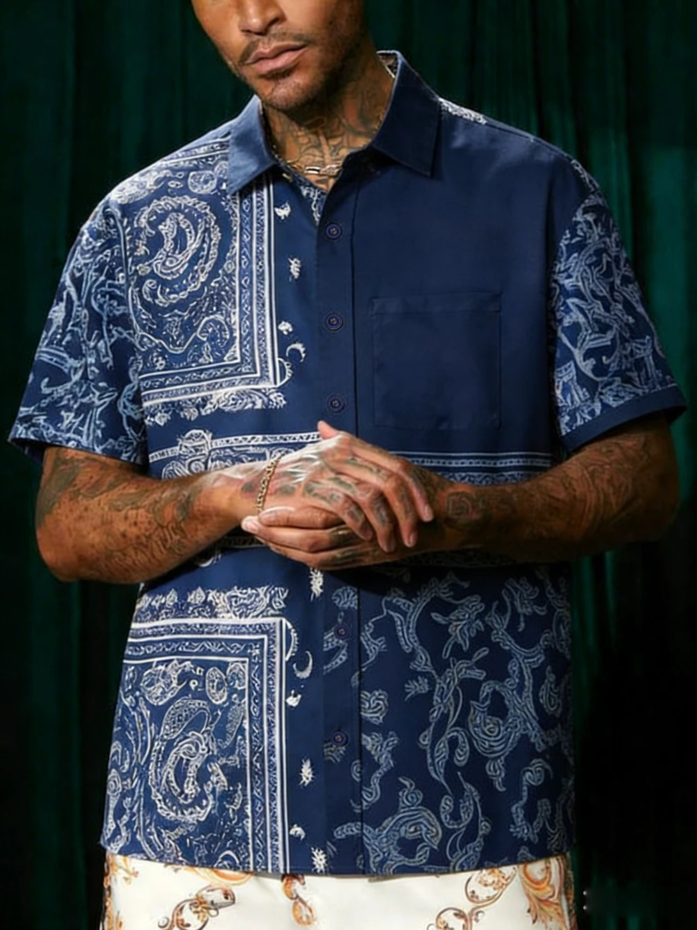 Men's New Colorful Short Sleeve Shirt Asymmetrical Natural Pattern 3D Print Designer Shirt Hawaiian Outdoor Social Men's Wear