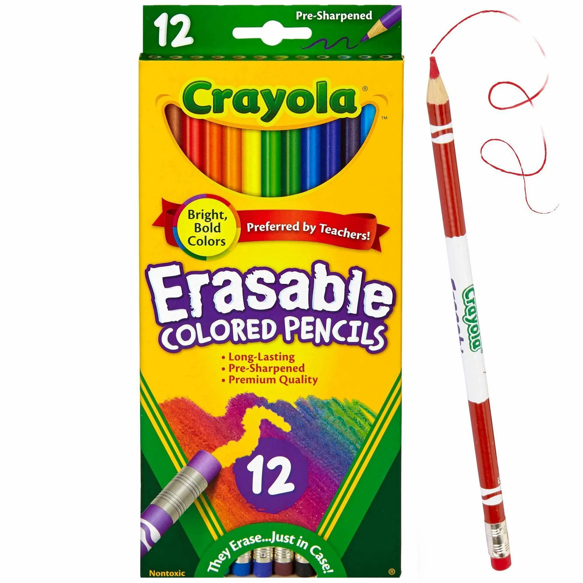 12ct Erasable Colored Pencils, Cute School Supplies for Kids, Classroom Must Haves for Teachers, Drawing and Coloring Gift, Ages