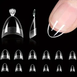 1Box/120pcs Half Cover Almond Fake Nails Half Matte Pre Buff Acrylic Extra Short Almond Shape Gel Nails Tips 12 Sizes Easy Use