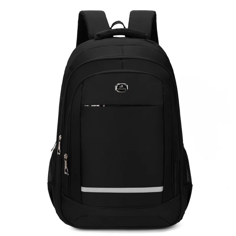 Large bag Backpack Men Women 29L Oxford Black Solid High School Bags reflective stripe Hiking25-75L Fits in 11-15 inch Laptop