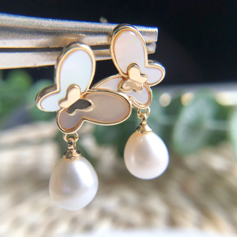 

2023 Classics18K Gold Pearl Drop Earrings Natural Freshwater Pearl Jewelry For Women Fashion Wedding Gifts