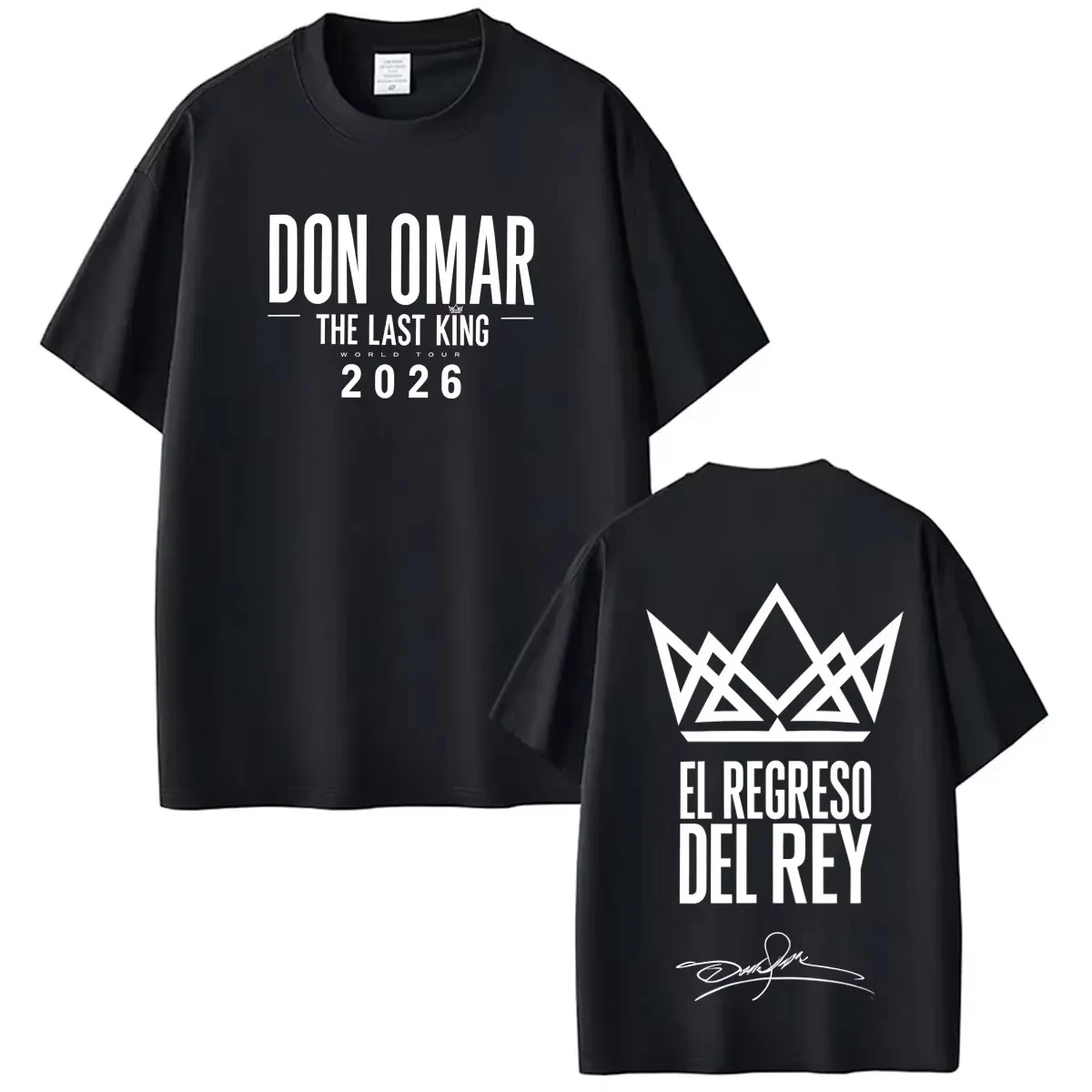 Camisetas con estampado del rapero Don Omar The Last King Tour 2026, camisetas de moda para hombres y mujeres, camisetas informales de manga corta de algodón, camisetas holgadas Unisex