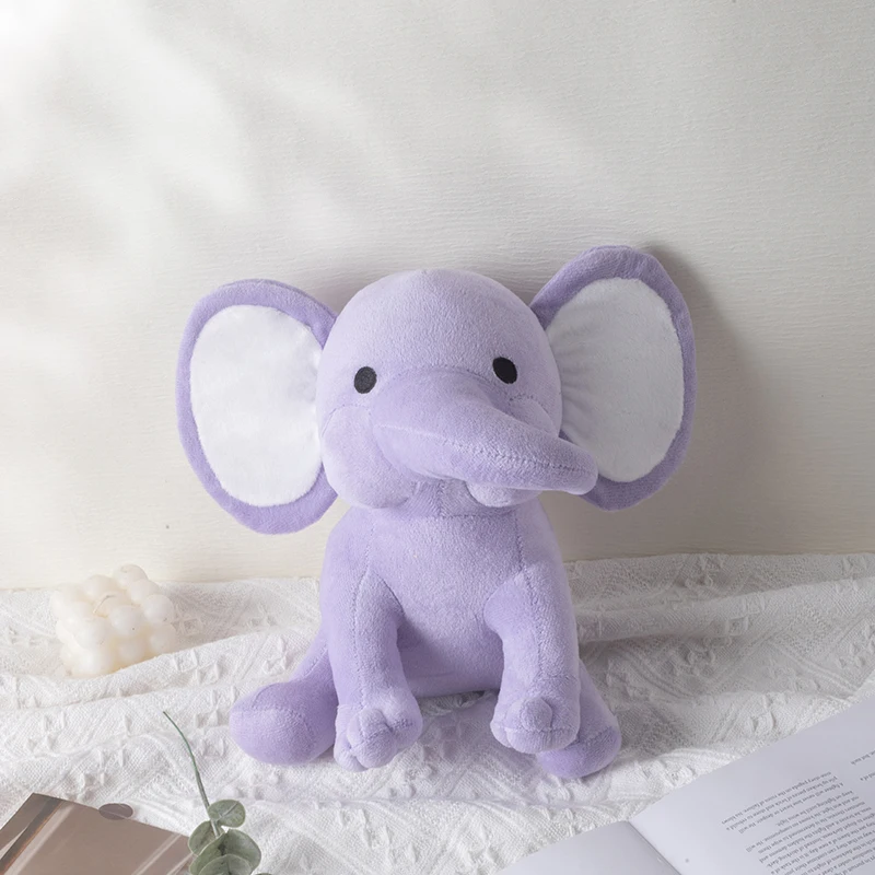 25cm/9.84in Zachte Pluche Olifant Knuffeldier - Schattig Pluizig Kleurrijk Pluche Speelgoed (Meerdere Kleuren: Roze/Blauw/Paars/Regenboog) - Id