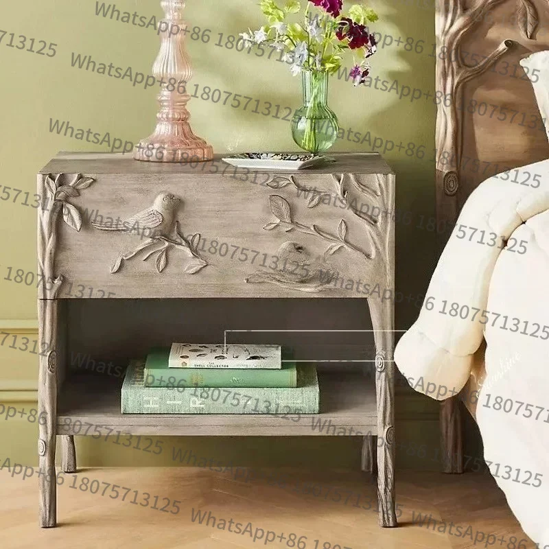 XX  rural solid wood chest retro relief light luxury chest decorative cabinet