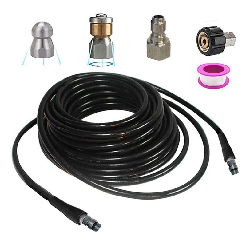 

6PCS 20M Explosion-Proof Dredging Device For High-Pressure Automobile Water Outlet Rubber Hose For Sewer Cleaning