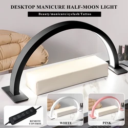 Nail table half moon lamp, LED manicure technology light with remote control for eyelash extensions, manicure, 3 shades