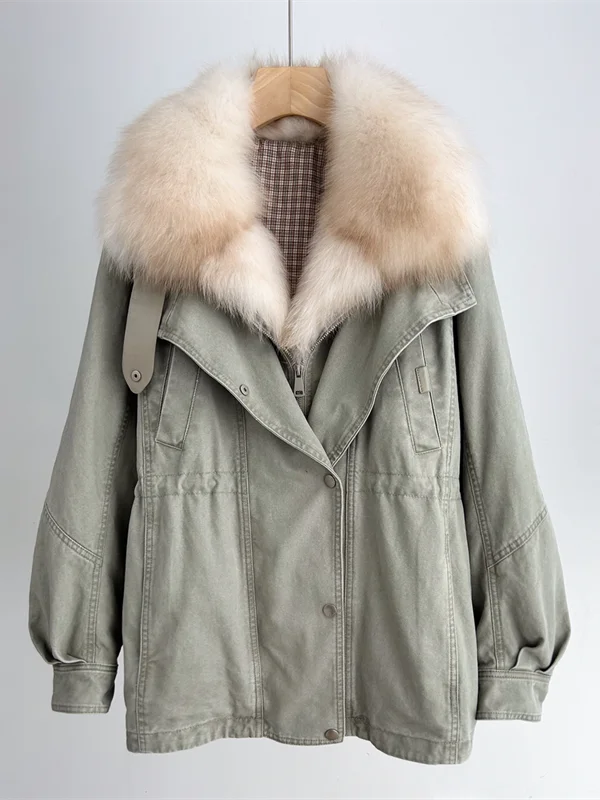 2025 Winter Warm Goose Down Parka Jackets Natural Real Fox Collar Women Female Casual Coats Outwear Puffer Jackets Clothing