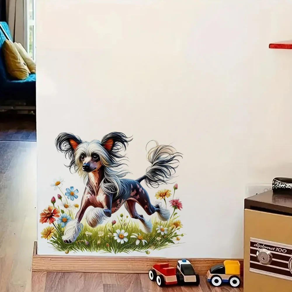 QT3341#Chinese Crested Dog Vinyl Sticker Decal Stickers, Art Wall for Home, Cabinet, Refrigerator, Door, Toilet,Decoration
