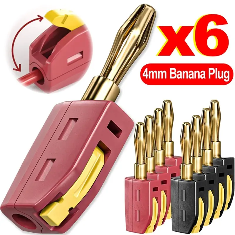 P10064 6PCS 4Mm Banana Plug High Current Quick Connect Gold-Plated