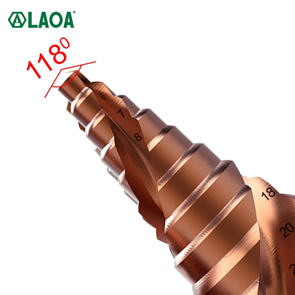 LAOA 1pc HSS-CO M35 Pagoda Step Drill Bit 3-13mm 4-22mm 4-32mm Hex Triangle Spiral Grooved Wood Metal Hole Cutter Drilling Tools