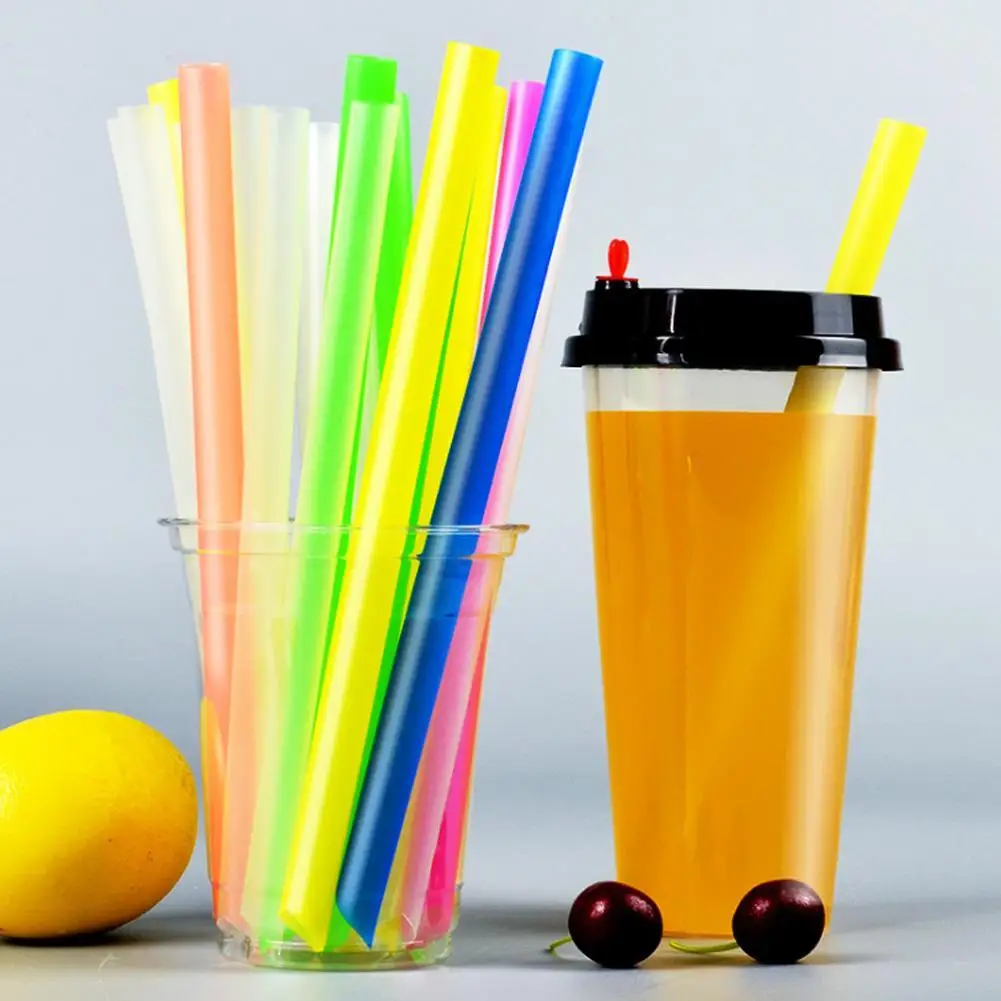 100PCS Einweg Jumbo Farbige Stroh Perle Milch Tee Blase Tee Saft Trinken Getränke Trinken Stroh Party Liefert 19cm