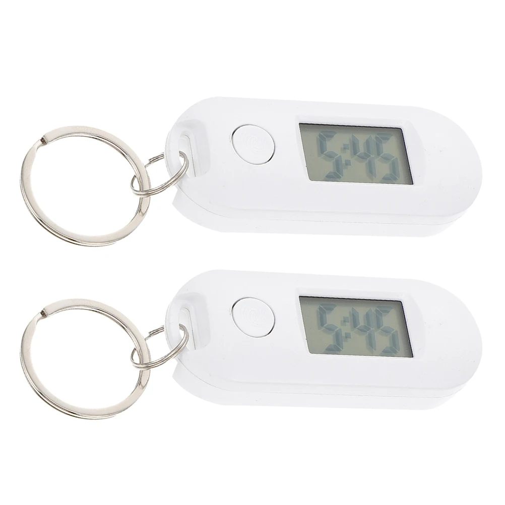 

2pcs Keychain Pocket Mini Digital Electronic Watch Silent Luminous Portable For Kids Students Nurses Small Backpack Carabiner