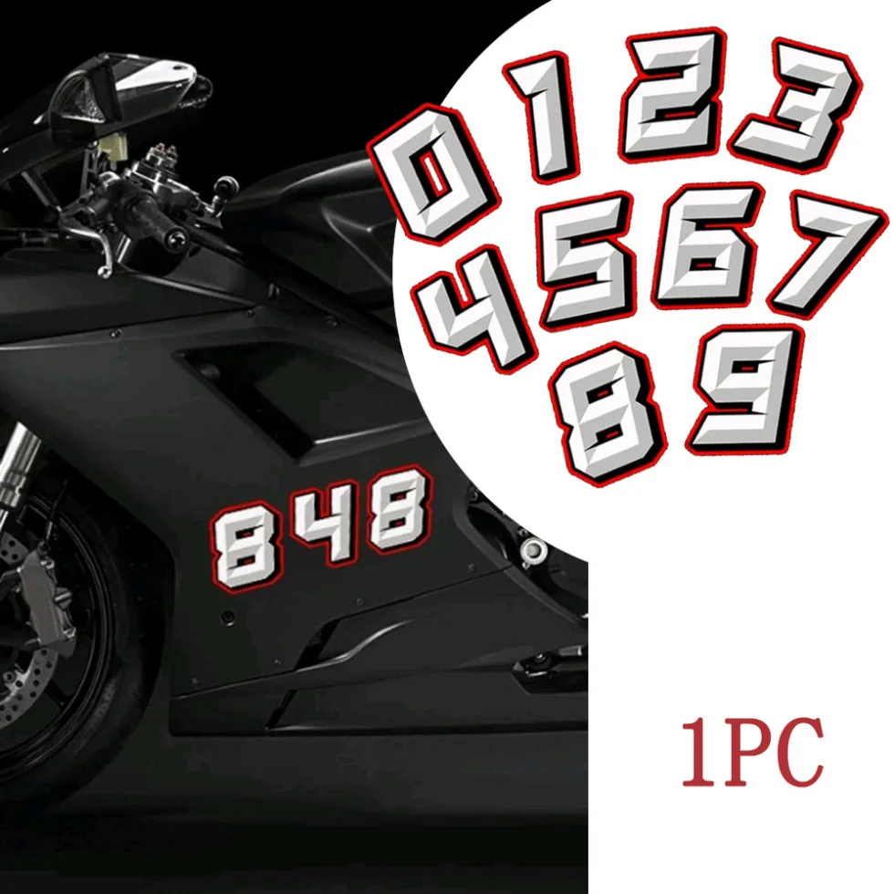 1Pc Motorcycle Helmet Decals 0 To 9 Creative Arabic Numbers Racing Number Fashion Styling Decoration Motorcycle Accessories