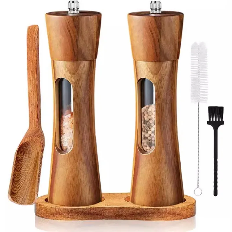 Molinillo Manual de sal y pimienta de madera maciza, aspereza ajustable, gran capacidad, molinillo de especias multiusos, herramienta de cocina