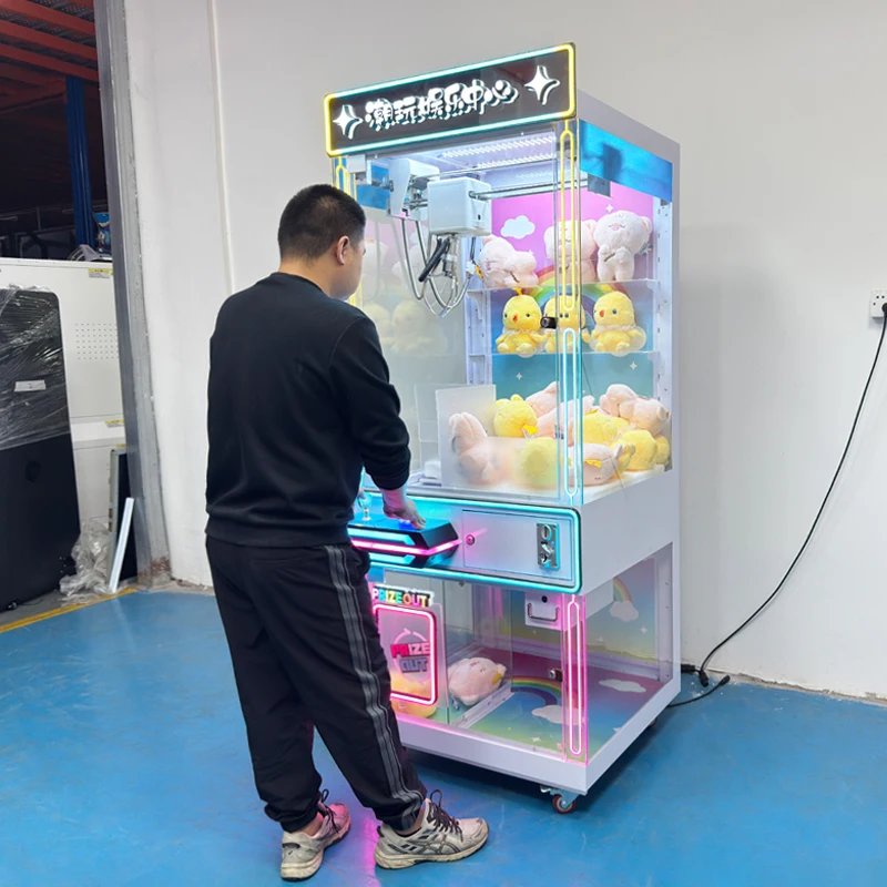 Customizable doll-grabbing machine for adults with plastic and metal construction and American plugs