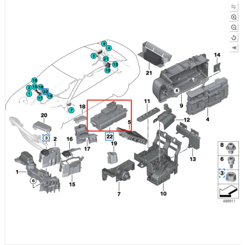 61149350314 61149350313 1Pcs Front Left or Right Power Distribution Fuse Box 17k For BMW G05 X5 G06 X6 19-25
