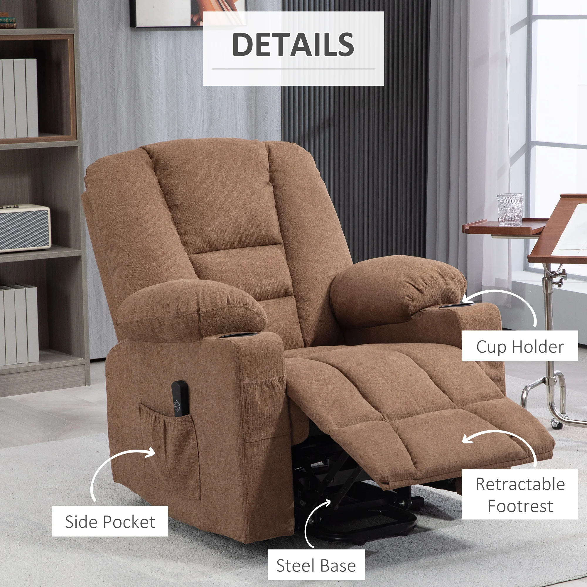 HOMCOM Riser and Recliner Chair w/ Remote, Lift Chair for Elderly
