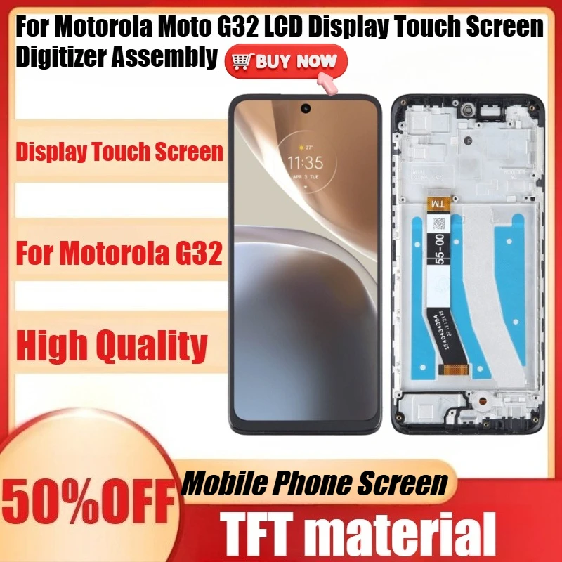 

100% Test For Motorola Moto G32 LCD Display Touch Screen Digitizer Assembly For Moto G32 Display Replacemen Repair Parts