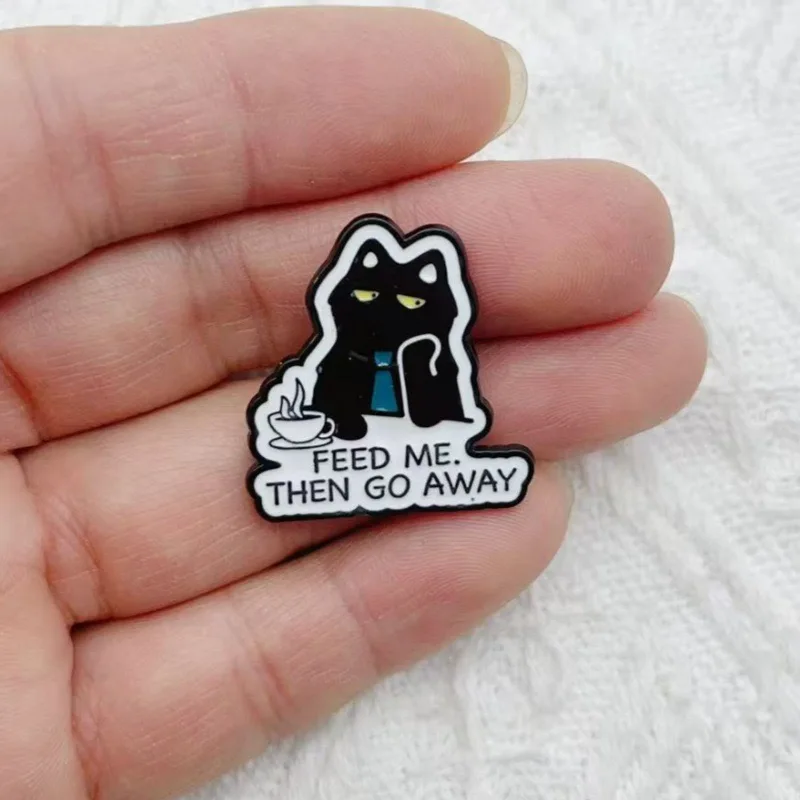 4pcs European and American retro creative hip-hop personality cartoon black cat series styling metal brooch versatile bag clothi view 4
