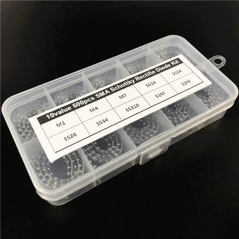 10 Werte x50 500 Stück SMD M1 M4 M7 SS14 SS24 SS26 SS34 SS310 S1M S2M SMA Schottky Gleichrichterdioden-Kit