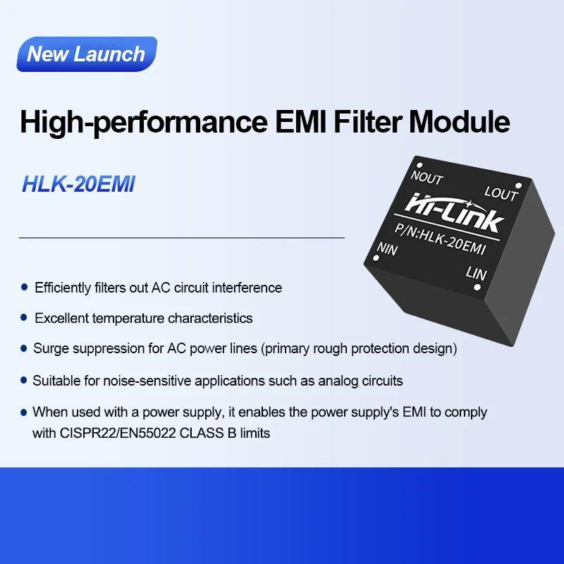 

Hi-Link AC/DC High Performance 85-305VAC 0.5A HLK-20EMI Power Filter Module